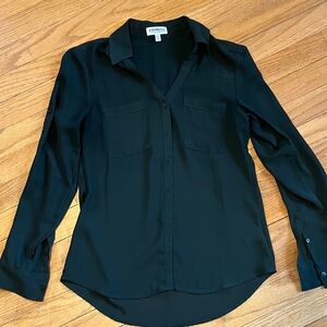 Express Women's Deep Green  Button-Down Shirt